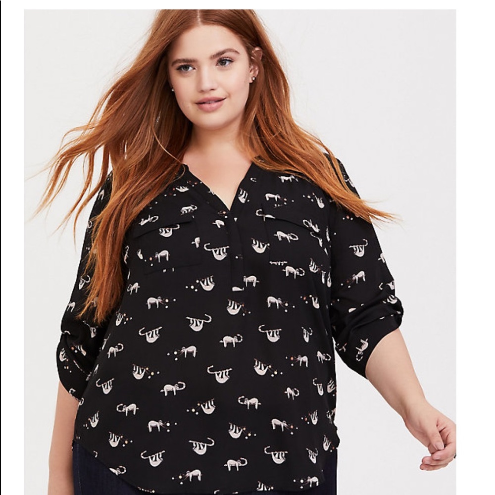 ❌SOLD❌ HARPER SLOTH PRINT GEORGETTE PULLOVER